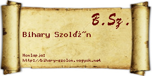 Bihary Szolón névjegykártya